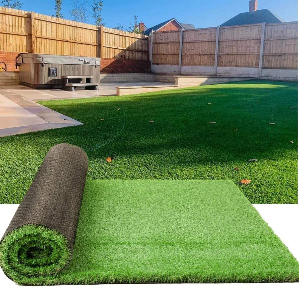 Artificial Grass for Garden Lawn Realistic Artificial Grass Roll UV Resistant Synthetic Turf for Landscape, Balcony, Outdoor Use