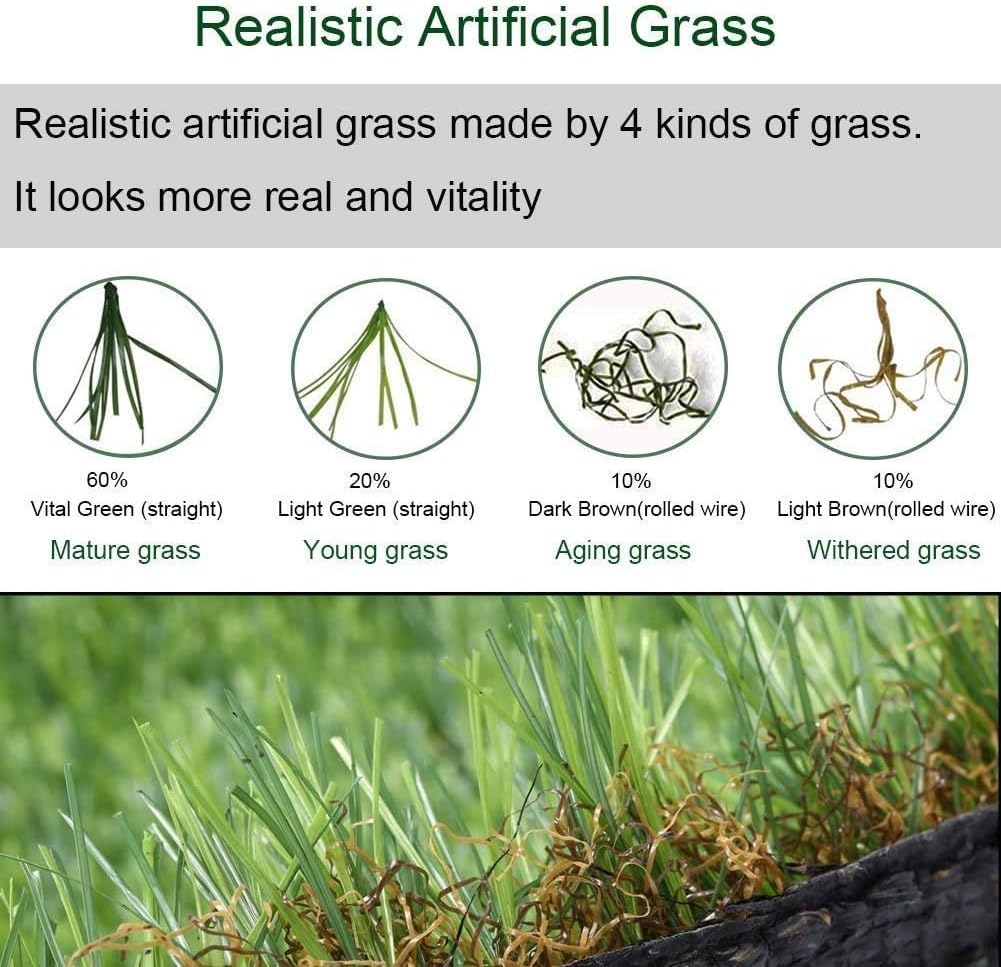 Artificial Grass for Dogs Indooor Outdoor Decor, Garden Lawn Landscape Synthetic Grass Turf